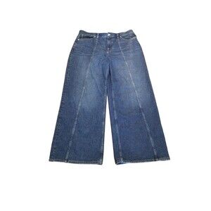 Madewell Superwide Leg Jeans Women 32 Dark Wash Blue Denim 100% Cotton (38×31.5)